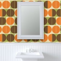 Peel & Stick pozadina 3FT 2FT - Retro Geometrijski Midderis moderne zemljane boje narančasto smeđe boje