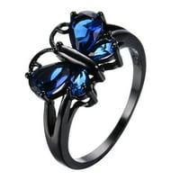 Toyella Mali životinjski trend crni zlato plavi cirkon leptir prsten šaren 6