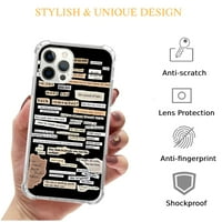 Hippie Citati Case za iPhone Pro, Estetski umjetnički dizajn Uzorak TPU Shoot-Otporni poklopac