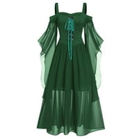 Ne propustite Himeway Women Plus size hladnog ramena Leptir rukava Halloween Gothic haljina zelena xxxxxl
