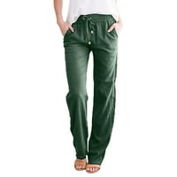 Jtckarpu casual hlače pamučne posteljine hlače žene široke noge udobne pantalone s džepovima