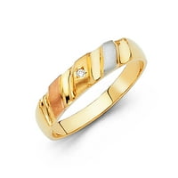 Dragulji LU 14K Zlatni prsten okrugli kubični cirkonijski muški godišnjica vjenčanica veličine 8.5