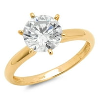 0. CT Sjajan okrugli rez prozirni simulirani dijamant 18k žuti zlatni pasijans prsten sz 10.25