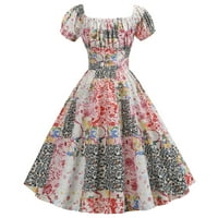 Žene Vintage 1950-ih Retro kratkih rukava Print Večernjska haljina haljina haljine