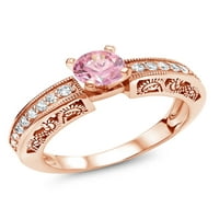 Gem kamen King 2. CT okrugli ružičasti cirkonijum 18k ružičasti pozlaćeni srebrni prsten