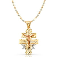 14k TRI Color Gold Jesus Crocifi Cross of Caravaca Privjesak sa ogrlicama za lanac valentino - 16