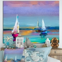 Art DesimanArt Impresionist Seascape s malo brodova I Nautika i obalna platna zidna umjetnička ispisa