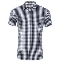 Wendunid majice za muškarce muške karirane košulje za ispis džep kratkih rukava isključite košulju ovratniku
