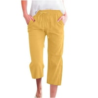 Ersazine pantalone za žene Ženske modne modne vučne hlače elastične ravnotežne noge, pune boje casual