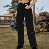 Ženski dečko teretni jean hlače visokog struka vrećice traper hlače ravno široka noga Y2K Streetwear