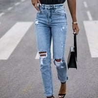 Haxmnou ženska ulica vintage bakrene pranje Jeans hlače plave s