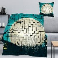 Bolloween Dekorativni pokrivač s jastukom, festivalski pokrivač za spavaću sobu estetske, bogate boje sa gljivama i lubalim poljupcima izgledaju tako pokrivač, # 142,32x48 ''