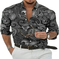 Tenmi muškarci vrhovi dugih rukava Ljetne košulje za bluzu za vrat Comfy majica Plaža Majica Style-E