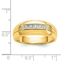Čvrsti 14K žuto zlato simulirani CZ 5-kameni muški prsten