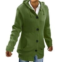 Haxmnou ženski pleteni kardigan skakač dugi džemper kaput zimska topla maxi odjeća zelena s