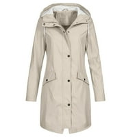 Lowrofile jakna kaputi za žene plus veličina dugih rukava casual top vrhovi čvrsti kišni kapuljač na