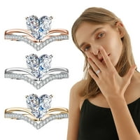 Kenklie Women modni čvrsti sterlijski srebrni bijeli geometrijski prsten za nakit