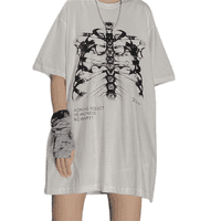 Hirigin ženske prevelike majice skeletolome za kostur ispis kratkih rukava