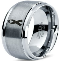 Volframska svjesnost Ripbon Simbol prsten za prsten za muškarce Žene Udobnost Fit Grey Step Bevel Edge