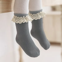 Djevojke čarape češljane pamučne čipke princeze čarape sive m