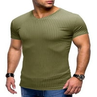 Avamo muške kompresije T majice Solid Boja Baselayer Tops V Vreda za vježbanje Trčanje Stretch Ljetnje