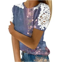Košulje za žene Ljeto Vintage Cvjetni print Čipka za patchwork s kratkim rukavima kratkih rukava