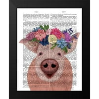 FAB Funky Black Modern Frammed Museum Art Print pod nazivom - Cinovnica svinja i cvijeća