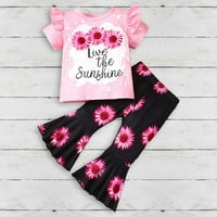 Hwmodou Toddler Djevojke odijelo cvjetno tiskovina kratkih rukava Spring Summer Top hlače postavlja