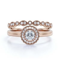 Prekrasan Boho & Hippie 1. Carat okrugli rez Antique Diamond Moissite Angažman prsten, Floral Halo vjenčani