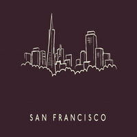 Laminirani San Francisco City Skyline Sketch Poster Suha Erase Znak 24x16