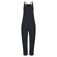 Uorcsa Comfy Soft Subvender kombinezon za punjenje široki džep Solid modne ženske hlače crne