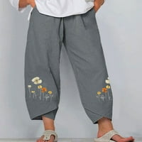 Tuscom Ženska dama Ležerne prilike Cvijeće Ispis Elastične struke Široke pantalone za noge