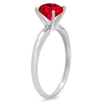 0,5ct okrugli rez crveni simulirani ruby ​​14k bijelo zlato Angažova za angažman prstena 10,25