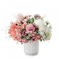 Umjetno cvijeće, lažni božurani svileni Chrysanthemum Bouquet Decor plastični čaj ruža realistični cvjetni aranžmani za vjenčanje ukras stola