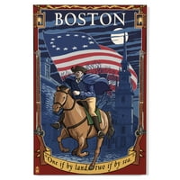Boston, Massachusetts, Stara sjeverna crkva i Paul Revere Birch Wood Wood Zidni znak
