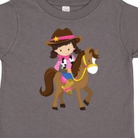 Inktastična kaubojka, šerif, konj, zapadni, smeđa kosa poklon za majicu Toddler Girl majica