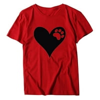 Žene T majice Labavi fit grafički rukavi O-izrez za otkucaje u obliku slova u obliku srca bluza majica