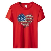 Dan nezavisnosti Love Flag Ispiši majicu kratkih rukava Žena T Vrhovi za žene Ženska majica s dugim