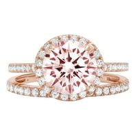 2.48ct Marquise rez ružičasti simulirani dijamant 14k ružičasto zlato graviranje halo godišnjica vjenčanja