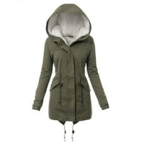 Hoodies za žene ženska pamučna podstavljena odjeća srednje dugačak sa kapuljačom zimski plišani kaput