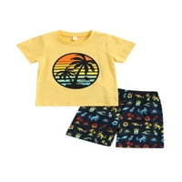 Dječaci Ljetne odjeće setovi s kratkim rukavima s majicom slovom na rukavima + maskirne kratke hlače