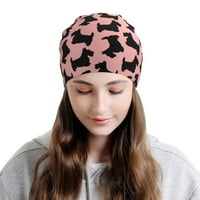 Škotski terijer uzorak ružičasta crna slouchy beanie za žene muškarci Stretch Sleep Hat Funkcija poklon