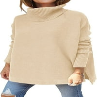Ženske turtleneck prevelike džempere padaju dugačak rukav s pulovernim rukavima s dugim rukom od tunike