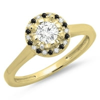 DazzlingRock kolekcija 0. Carat 14K Crno-bijeli dijamant Bridal Halo Angažman prsten CT, žuto zlato, veličine 7