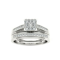 Luksuzni kvadratni cirkon Dvostruki sloj EngageBoyst mladenka Prsten vjenčani nakit bakreni nakit srebra