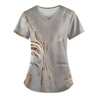 Blazyrey bluza za žene ženska modna proljeća i ljetno ulje slikanje print V-izrez kratkih rukava s kratkim
