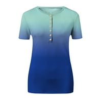 Zodggu Dugmas Tunički bluza za žene Ušteda Trendi kratkih rukava Žene gradijent boje Bluza Ljetna modna