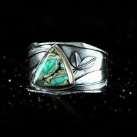 Izvrsni damski prsten vintage tirkizni srebrni list prsten vjenčani prsten nakit pokloni prstenovi srebrni