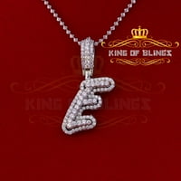 King of Bling's White Silver 6.35ct CZ 3D slovo Pleveće E privjesak ogrlica 1,00