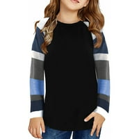 4T Dječji majice kratkih rukava za djevojke Dječje djevojke Modne vrhunske košulje Boja blok prugaste